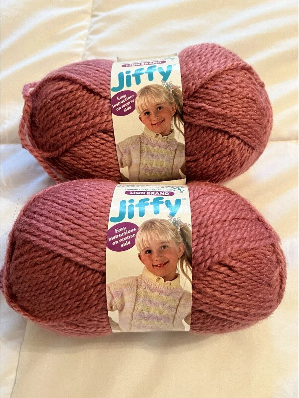 NEW  2 Lion Brand Yarn Jiffy Mohair Look  Dusty Rose Monsanto Acrylic Lot 705